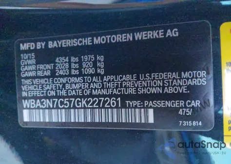 2016 BMW 428I from USA, damaged, VIN WBA3N7C57GK227261